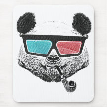 Vintage panda 3-D glasses Mousemats