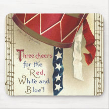 Vintage Patriotic Drum and Musical Notes Mousepads