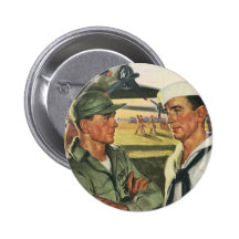 Vintage Patriotic Men, Military Personnel Buttons