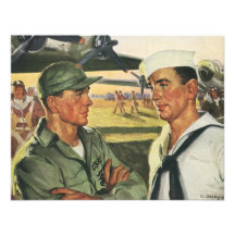 Vintage Patriotic Men, Military Personnel Personalised Announcement