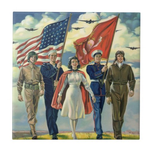 Vintage Patriotic, Military Personnel Ceramic Tile