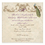 Vintage Peacock & Etchings Wedding Invitation