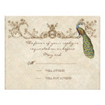 Vintage Peacock & Etchings Wedding RSVP Card Custom Invites