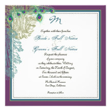 Vintage Peacock, Feathers n Etchings - Invitation