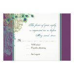 Vintage Peacock, Feathers  RSVP response card Custom Invitations