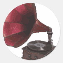 Vintage Phonograph Round Stickers