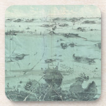 Vintage Pictorial Map of Boston Harbour (1897) Drink Coaster
