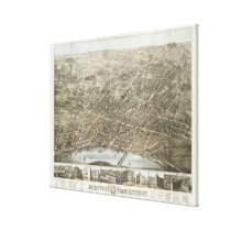 Vintage Pictorial Map of Hartford CT (1877) canvas prints