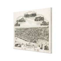 Vintage Pictorial Map of Narragansett RI (1888) canvas prints