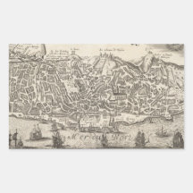 Vintage Pictorial Map of New York City (1672) Stickers