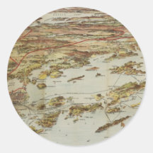 Vintage Pictorial Map of Portland Maine (1906) Round Stickers