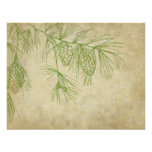 Vintage Pine Green Boughs Crackled Wedding RSVP invitations
