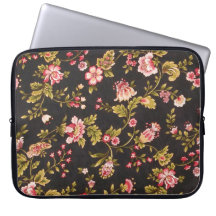 Vintage Pink And Yellow Floral Pattern Computer Sleeve