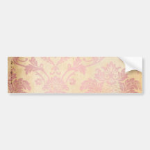 Vintage Pink Damask Bumper Sticker