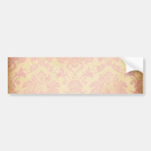 Vintage Pink Damask Bumper Stickers