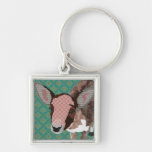 Vintage Pink Petal Green Keychain