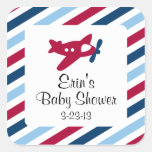 Vintage Plane Airmail Square Stickers