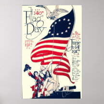 Vintage Poster Flag Day 1917 Print
