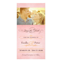 Vintage Poster Pink, Cream & Brown Save the Date Photo Greeting Card