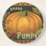 Vintage Product Label Art; Butterfly Brand Pumpkin Drink Coaster