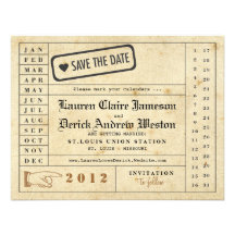Vintage Punch Card Save the Date Custom Invite