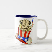 Vintage Puppy with Flag Mug