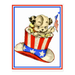 Vintage Puppy with Flag Postcard