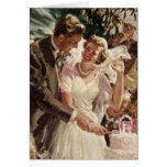 Vintage Reception Bride Groom Newlyweds Cut Cake Greeting Cards