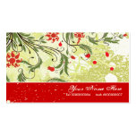 Vintage red flowers olive green grunge business card templates