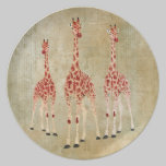 Vintage Red Rose Giraffes Plate plates