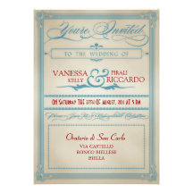 Vintage Red White & Blue Wedding Invitation