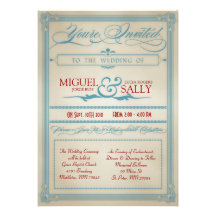 Vintage Red White & Blue Wedding Invitation