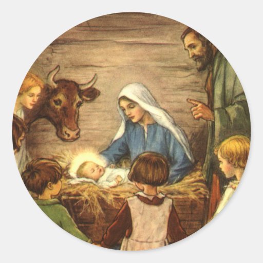 Vintage Religious Christmas, Nativity, Baby Jesus Stickers