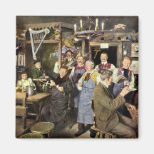 Vintage Restaurant Bar People Celebrating Party Magnets