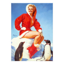 Vintage Retro Gil Elvgren Christmas Pin UP Girl Announcements