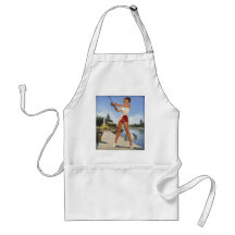 Vintage Retro Gil Elvgren Fishing Pinup Girl Aprons