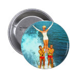 Vintage Retro Kitsch Women Dells Water Skiers Pinback Button