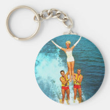 Vintage Retro Kitsch Women Dells Water Skiers Keychains
