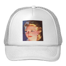 Vintage Retro Women 30s Woman's Ad Portrait Hat