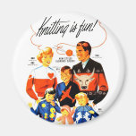 Vintage Retro Women 60s Knitting is Fun! Refrigerator Magnet