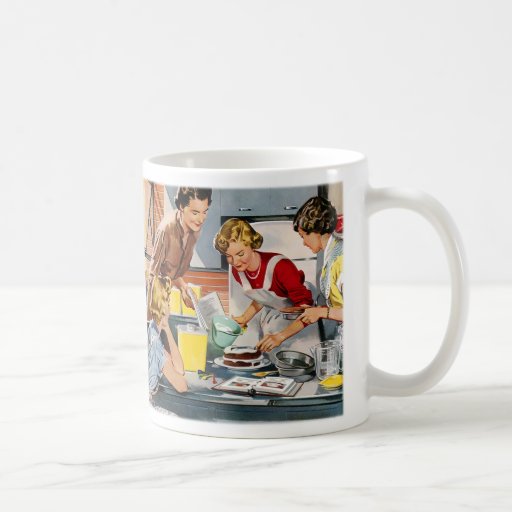 Vintage Retro Women Ad Let's Bake a Cake Coffee Mugs