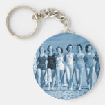 Vintage Retro Women Kitsch Surfing Beach Nuts Keychain