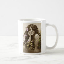 Vintage Retro Women Victorian Flower Girl Mug