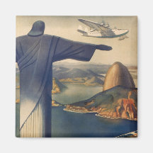 Vintage Rio De Janeiro, Christ the Redeemer Statue Refrigerator Magnet