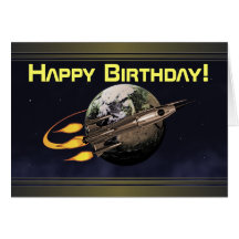 Vintage Rocket Birthday Card