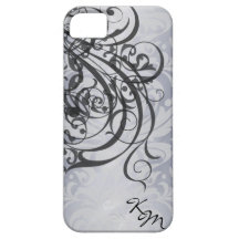 Vintage Rococo Black Monogram Barely There Case iPhone 5 Covers