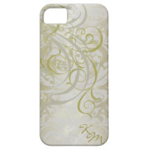Vintage Rococo Gold Monogram Barely There Case iPhone 5 Cover