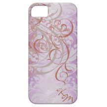 Vintage Rococo Orange Monogram Barely There Case iPhone 5 Cases