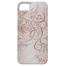 Vintage Rococo Orange Monogram Barely There Case iPhone 5 Cover