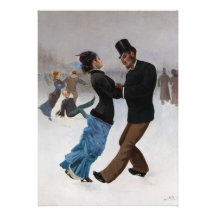 Vintage Romantic Ice Skaters Invite